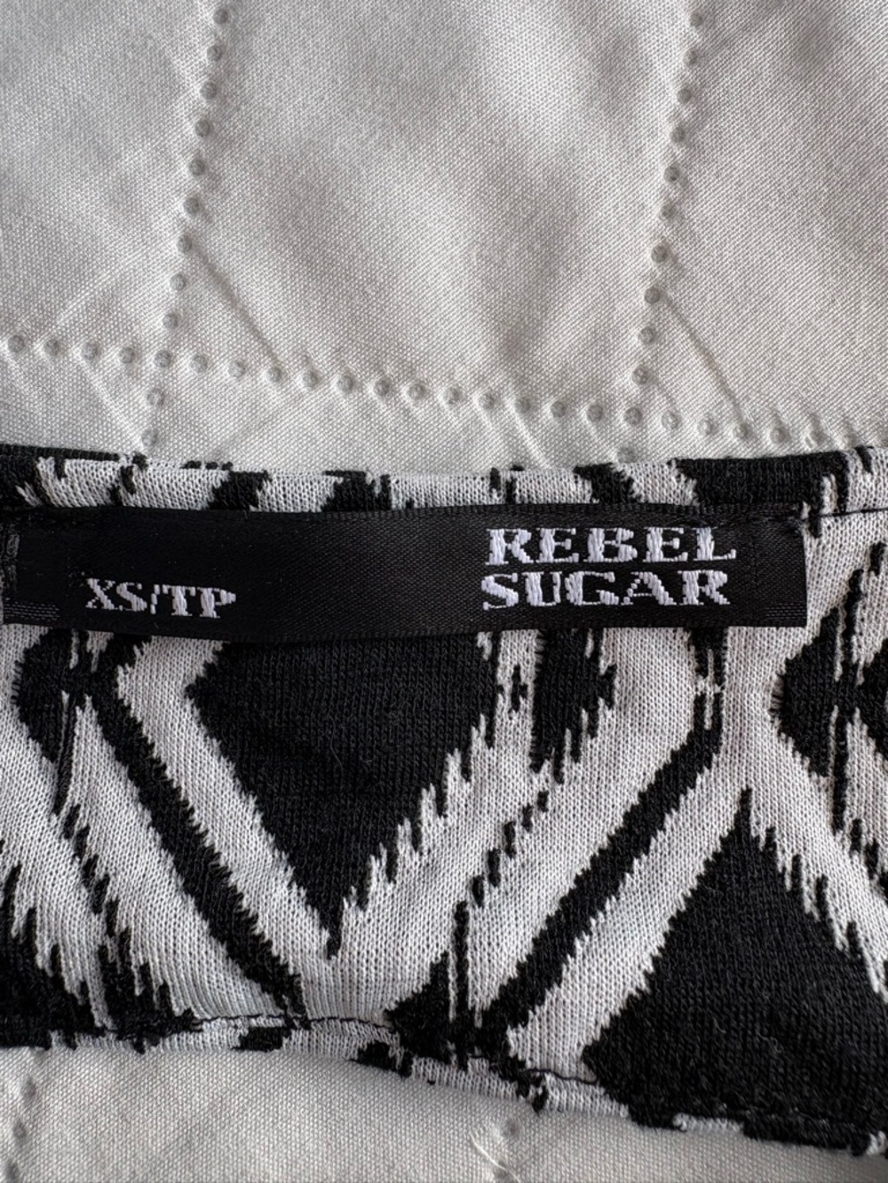 Rebel Sugar Black & White Geometric Fit-and-Flare Dress - Picture 2 of 5